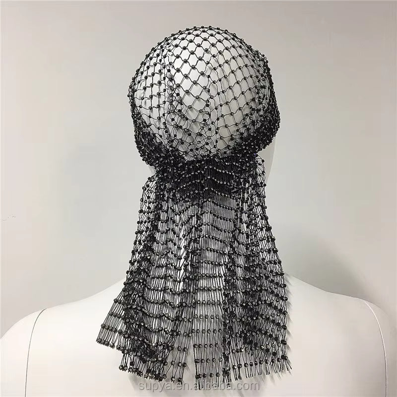Women Hair Accessories Full Diamond Elastic Hair Band Fashion Personalized Mesh Headband Outdoor Carnival Party Rhinestone Durag