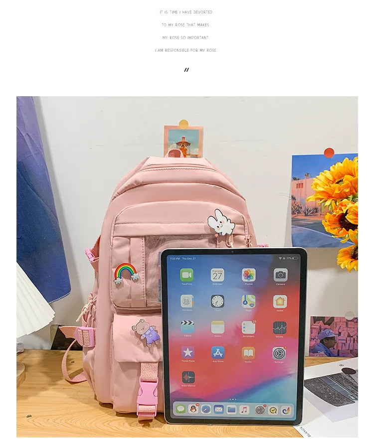 Girls Backpack Cute School Bags For Student Teens Girls Pockets Women Laptop Backpack