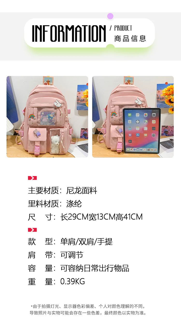 Girls Backpack Cute School Bags For Student Teens Girls Pockets Women Laptop Backpack